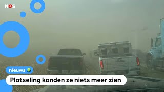 Grote kettingbotsing in VS tijdens zandstorm [upl. by Brittni]