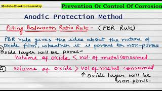 Anodic Protection in corrosion Passivation of metals Pilling Bedworth Rule in Corrosion [upl. by Novyaj160]