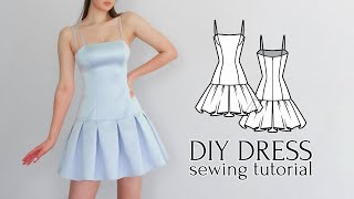 Sewing Tutorial Fitted Mini Dress  Sewing Pattern [upl. by Aidnahs]