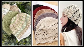 Top most attractive and stylish crochet brimmed hat ideas  crochet newsboy hats for ladies [upl. by Lebasiairam]