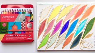 NEW Caran dAche Supracolor Aquarelle 18 Exclusive Colors Swatching  Artwork [upl. by Nomar]