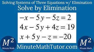 Solve x5y5z2 4x5y4z19 x5yz20 by Elimination [upl. by Cargian853]