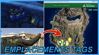 TOUS LES EMPLACEMENTS DES TAGS GTA5 ONLINE  LOCATIONS ALL LS TAGS [upl. by Ehtyde]