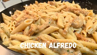 Lazy Creamy Chicken Alfredo Pasta Recipe  Alfredo From A Jar [upl. by Lavinia]