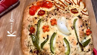 Focaccia bread Garden Focaccia  Italian bread with herbs and veggies [upl. by Thomson]