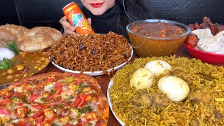 CHICKEN BIRYANICHICKEN CURRYSPICY BLACKBEAN NOODLESPIZZACHICKEN LEGPIECE FRYMOMO ASMR EATING [upl. by Naenaj549]