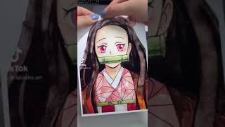 Nezuko drawing  demon slayer art challenge tiktok shorts [upl. by Nauquf]