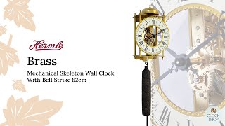 62cm Brass Mechanical Skeleton Wall Clock With Bell Strike By Hermle [upl. by Jonina604]