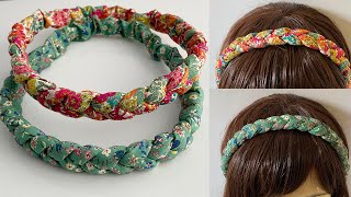 DIY Beautiful Wide Elastic Chunky Braided Headband  How to Make 3 strand Plait Fabric Hairband [upl. by Llednav176]