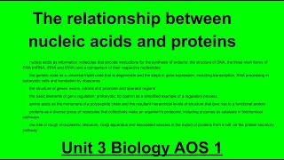 Unit 3 AOS 1 Biology Nucleic acids and Proteins [upl. by Oremoh]