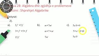 KLASA 8  Matematikë  Shprehjet Algjebrike [upl. by Meriel273]