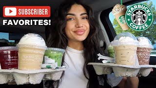 TRYING MY SUBSCRIBERS FAVORITE STARBUCKS DRINKS [upl. by Stavros]