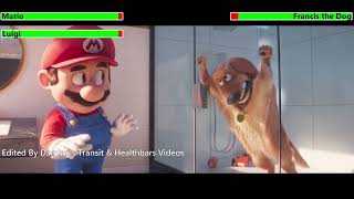 The Super Mario Bros Movie 2023 Bathroom Disaster Scene with healthbars [upl. by Yob]