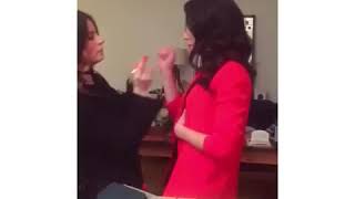 Tatiana Maslany dancing to Missy Elliott while getting her makeup done for the ACTRA Awards [upl. by Ayojal]