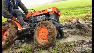 Kubota B 6000A small amp powerful Japanese tractorCold startDriftingPlowing4x4 RAW POWER 💨💥🚜 [upl. by Nyltac]