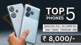 Top 5 Best Smartphone Under 8000 in August 2024  Best 5g phone under 8000 [upl. by Machute]