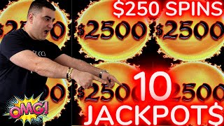 10 HANDPAY JACKPOTS On Dragon Cash Slot  250 MAX BET [upl. by Aiuqes971]