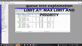 MIKROTIK BANDWIDTH MANAGEMENT EXPLANATION LIMIT AT MAX LIMIT AND PRIORITY [upl. by Anayad37]