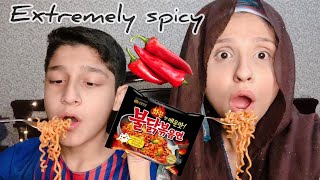 Extremely Spicy Noodle Challenge With Choto Brother [upl. by Claudell]