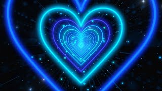 Blue Heart Background💙Neon Heart Tunnel Moving Background Video Loop Music Relaxing 2 Hours [upl. by Zildjian]