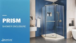 DreamLine Prism Neoangle Frameless Shower Enclosure  Pivot Opening [upl. by Adnalohs]