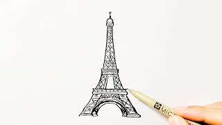 How to Draw the Eiffel Tower [upl. by Natsreik704]