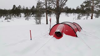 Solo winter camping in Telemark  Hilleberg Nammatj 3 gt  Camping in the snow [upl. by Oisacin]