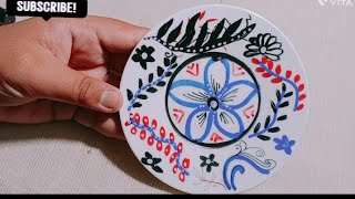 How to make beautiful wall hanging plates l wallhanging ytvideo wallplatepainting reusingideas [upl. by Akehsyt]