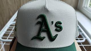 Бейсболка New Era 9FORTY AFrame Oakland Athletics 50TH Anniversary StoneGreenGrey UV Trucker [upl. by Nekial]