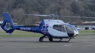 Air Methods EC130 N242SH Departs KBFI 3524 Fresh Completion via HeliWelders [upl. by Laurance]