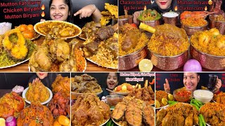 ASMR EATING MUTTON BIRYANI CHICKEN BIRYANI FISH BIRYANIEGG BIRYANI CHICKEN BIRYANI WITH CURRY [upl. by Nagram]