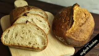 Ruchbrot Rezept mit Übernachtgare  Dunkles Weizenbrot [upl. by Hallee]