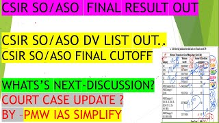 CSIR SOASO Result Out For DV  CSIR SOASO Final Cutoff [upl. by Atiloj990]