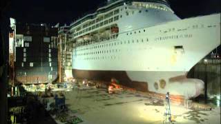 Extension of cruise ship quotEnchantment of the Seasquot in 2005 at Rotterdam Shipyard [upl. by Enneirdna]