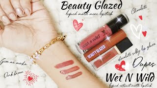 Wet N Wild Give Me Mocha Dupes  Brown Nude Lipstick Beauty Glazed Budget FriendlySwatch amp Review [upl. by Fleischer]