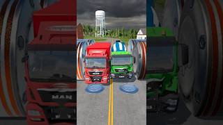 Mix Colourful Cargo Trucks amp Colour Buses vs Bollard Crash shorts beamng crash beamngdrive [upl. by Jerrilee]