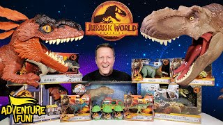 Jurassic World Dominion Dinosaur Toy Action Figures TRex amp Pyroraptor Toy Review AdventureFun [upl. by Iat156]