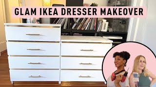 Glam Furniture Flip Ikea Dresser Makeover  Malm IKEA Hack [upl. by Debbee755]