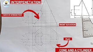 INTERPRETATION  Interpenetration in a cone and cylinder in Technical Engineering drawing [upl. by Akiret]