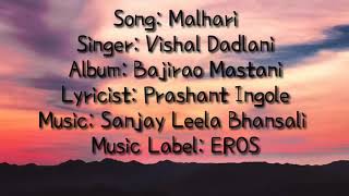 Malhari lyrics  Bajirao Mastani  Ranveer Singh  Vishal Dadlani [upl. by Ikkiv]