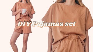 DIY Pajamas set  Beginner friendly sewing tutorial step by step [upl. by Nnednarb]