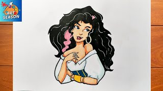 How to Draw Esmeralda  The Hunchback of Notre Dame [upl. by Reynard]