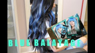 BLUE BALAYAGE ON BLACK HAIR  REDKEN CITY BEATS [upl. by Ronoh]