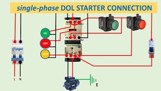 singlephase DOL starter connection  DOL motor starter with indicators [upl. by Elatnahs]