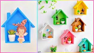 DIY  How to make wall shelf looks like hut  Cute Wall Decor Ideas [upl. by Chisholm]