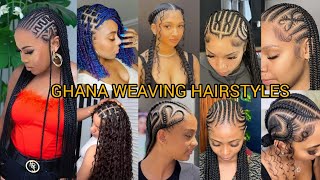 2024 LATEST GHANA WEAVING HAIRSTYLES  TRENDING CORNROW HAIRSTYLES  STITCH BRAIDS TUTORIAL viral [upl. by Dimitri]