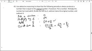 Ex  11 Q  43 Used Deductive Reasoning to show procedure produces number equal Original number [upl. by Emmit826]