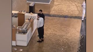 Raw video  Dubai rain and flooding in mall [upl. by Eiramanig]