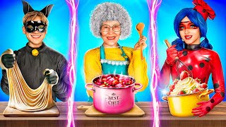 Grandma VS Ladybug VS Cat Noir Cooking Challenge Kitchen Hacks [upl. by Lovett]