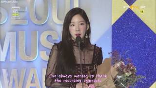 Eng sub 17019 Taeyeon  SMA Bonsang Award speech [upl. by Bonaparte]